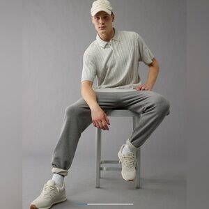 NWT AE WEEKEND TIPPED SWEATER POLO SHIRT